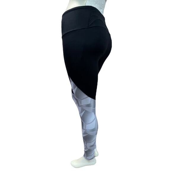 Under Armour Geometric Colorblock Leggings Black Grey Compression Running Small - Picture 16 of 16